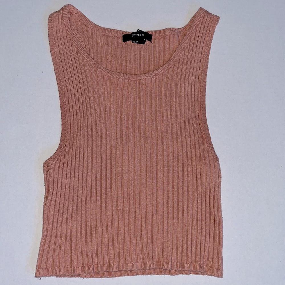 Peach ribbed crop top F21